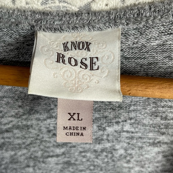 Knox Rose Women’s Gray Super Soft Cardigan Cream Lace Trim Opening Size X-Large - Picture 8 of 8